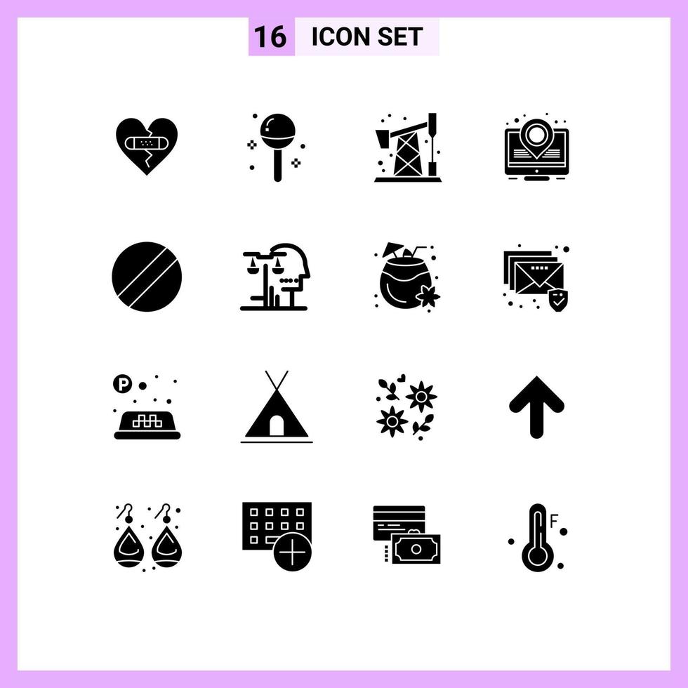 ensemble de 16 symboles d'icônes d'interface utilisateur modernes signes pour tournevis support de place sucette marketing déchets éléments de conception vectoriels modifiables vecteur