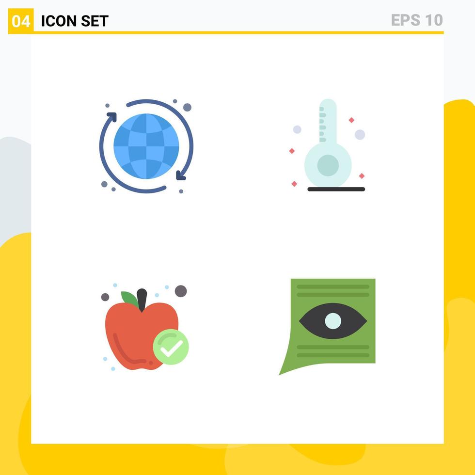 pack de 4 icônes plates créatives d'éléments de conception vectoriels modifiables de communication de vacances de plage de repas web vecteur