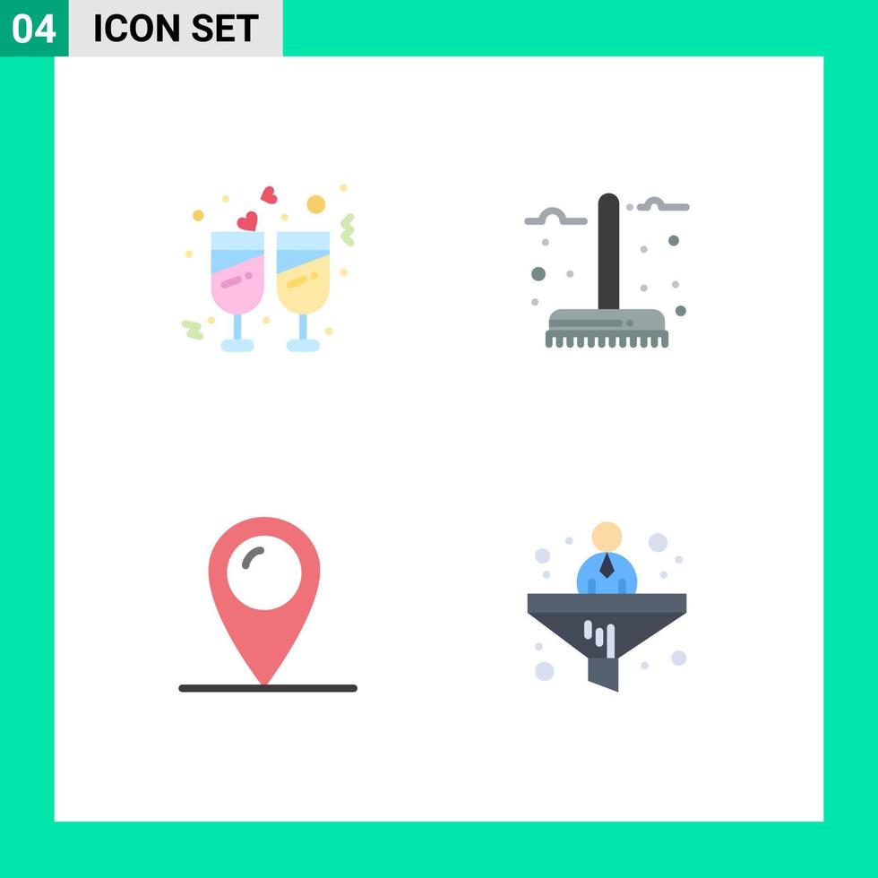 ensemble de 4 symboles d'icônes d'interface utilisateur modernes signes pour champagne vacances réception fourchette carte éléments de conception vectoriels modifiables vecteur