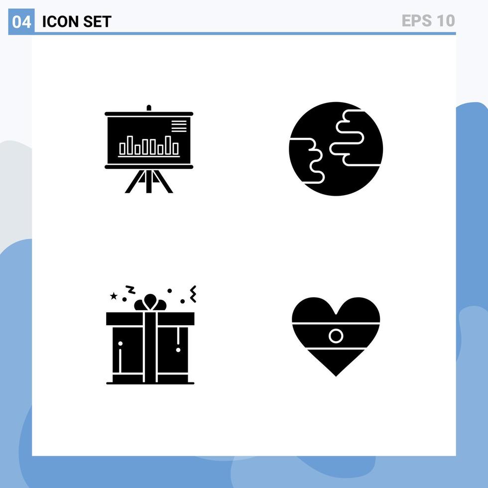 ensemble de 4 symboles d'icônes d'interface utilisateur modernes signes pour les affaires de cadeaux de présentation dans le monde entier éléments de conception vectoriels modifiables indiens vecteur