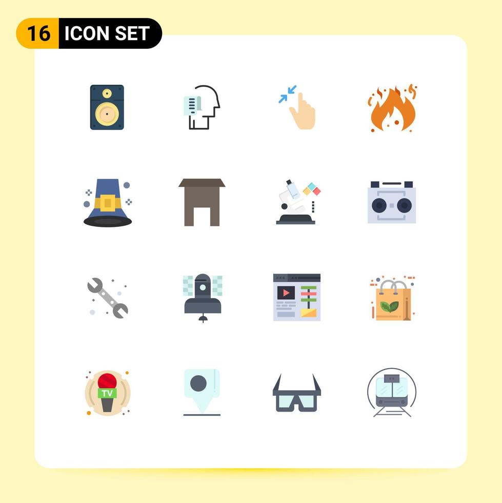 pack d'icônes vectorielles stock de 16 signes et symboles de ligne pour les tâches d'incendie d'événement danger pincée pack modifiable d'éléments de conception de vecteur créatif
