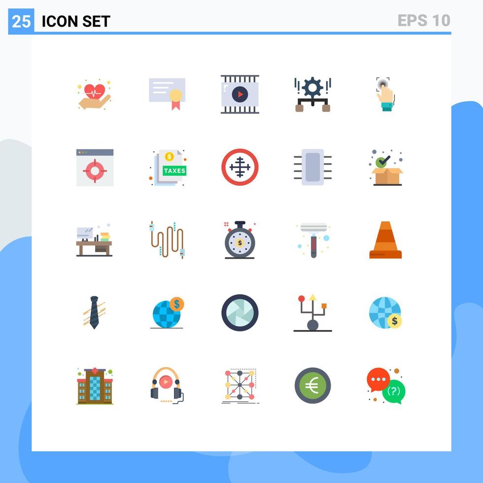 25 concept de couleur plate pour les sites Web reconnaissance mobile et applications empreinte digitale vidéo gestion de partage d'application éléments de conception vectoriels modifiables vecteur