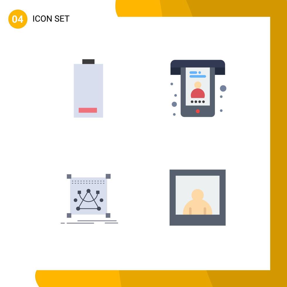 4 icônes plates vectorielles thématiques et symboles modifiables de la batterie modifier les appels d'énergie objet éléments de conception vectoriels modifiables vecteur