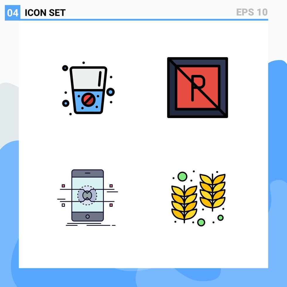 ensemble moderne de 4 couleurs et symboles plats remplis tels que les éléments de conception vectoriels modifiables pour mobile no not smartphone vecteur