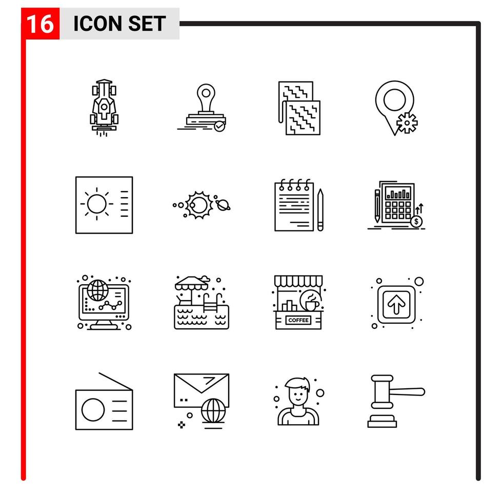 16 icônes générales pour la conception de sites Web d'impression et d'applications mobiles 16 symboles de contour signes isolés sur fond blanc pack de 16 icônes vecteur