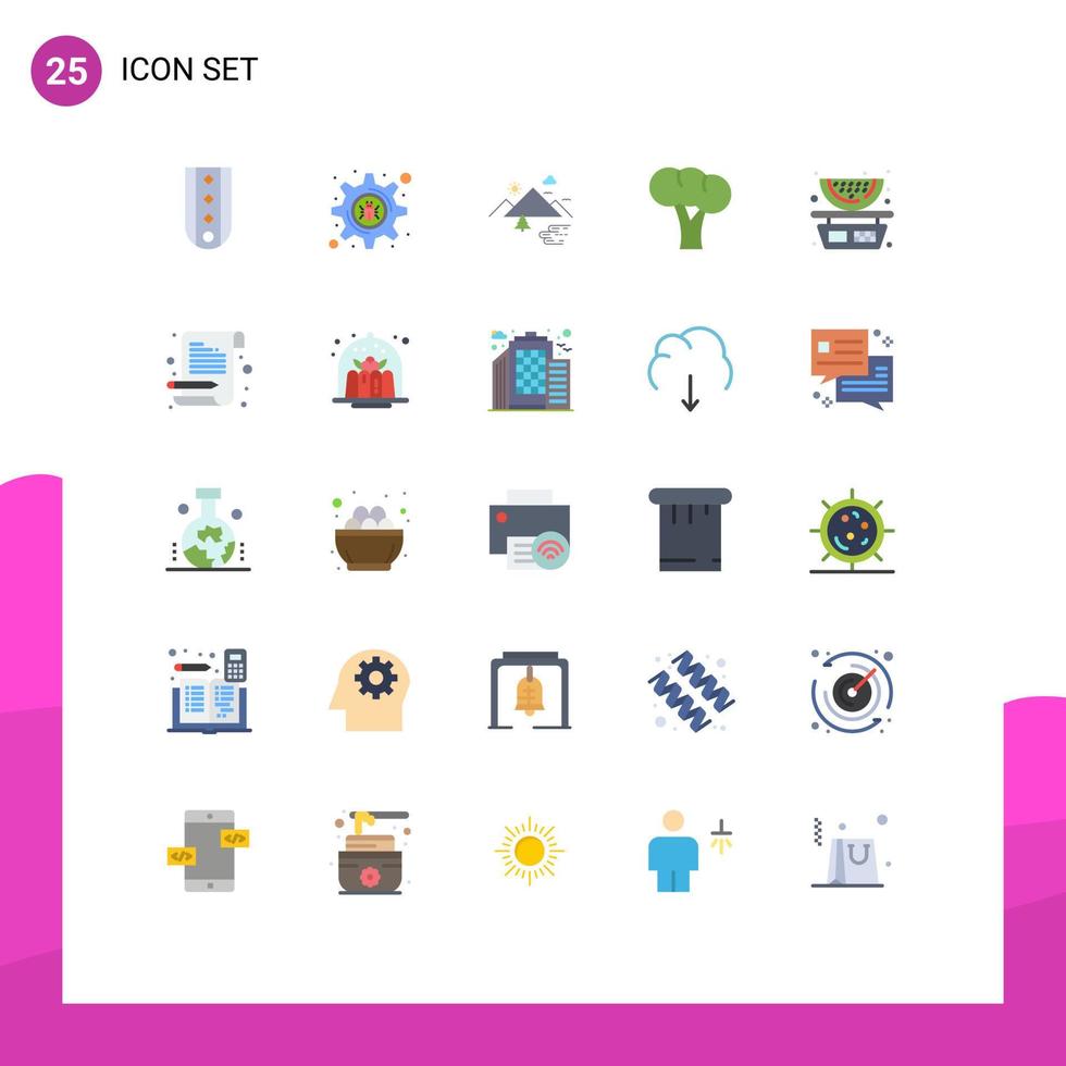 pack de 25 signes et symboles de couleurs plates modernes pour les supports d'impression web tels que les éléments de conception vectoriels modifiables vecteur