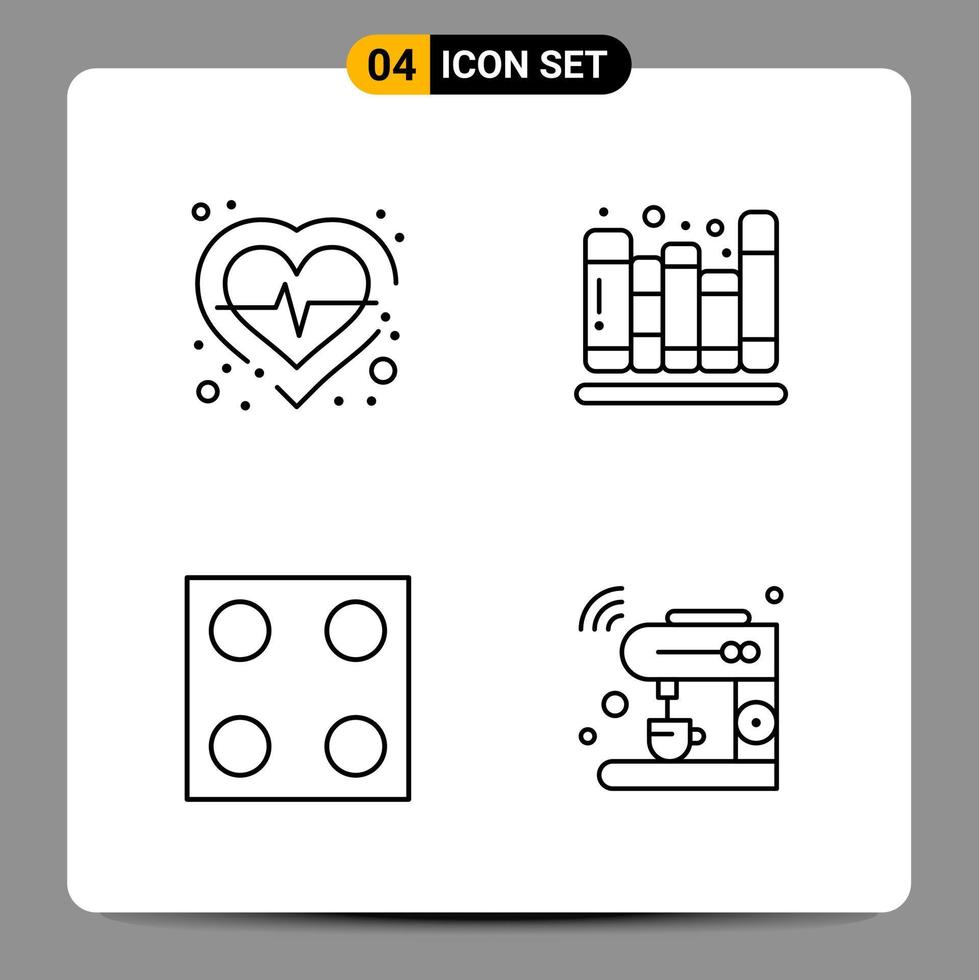 4 symboles de contour du pack d'icônes noires signes pour des conceptions réactives sur fond blanc 4 icônes définies vecteur