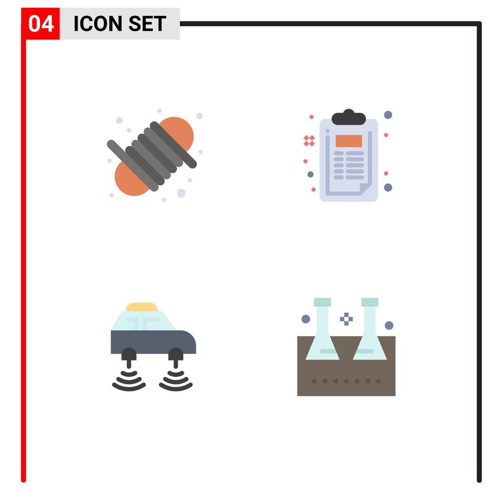 pack de lignes vectorielles modifiables de 4 icônes plates simples d'éléments de conception vectoriels modifiables intelligents créatifs de fil électrique de camping vecteur