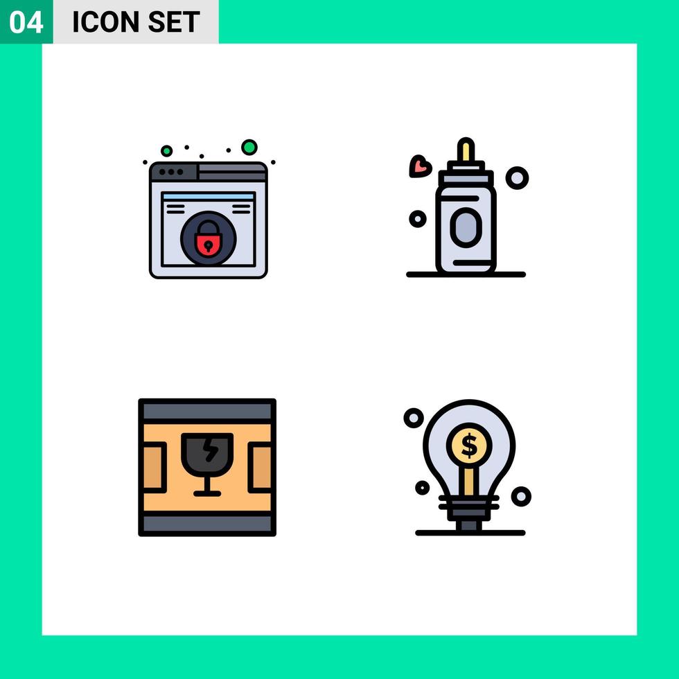4 icônes créatives signes et symboles modernes de conception verre sécurité ampoule enfant éléments de conception vectoriels modifiables vecteur