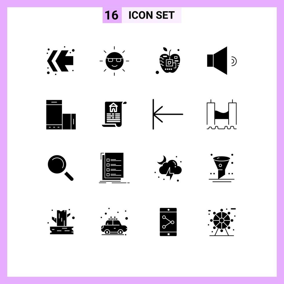 16 icônes créatives signes et symboles modernes de volume mobile haut-parleur apple éléments de conception vectoriels modifiables électroniques vecteur
