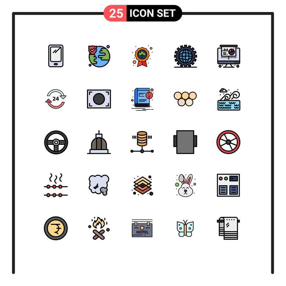 25 signes universels de couleur plate de ligne remplie symboles de programmation développement jour badge de conception éléments de conception vectoriels modifiables vecteur