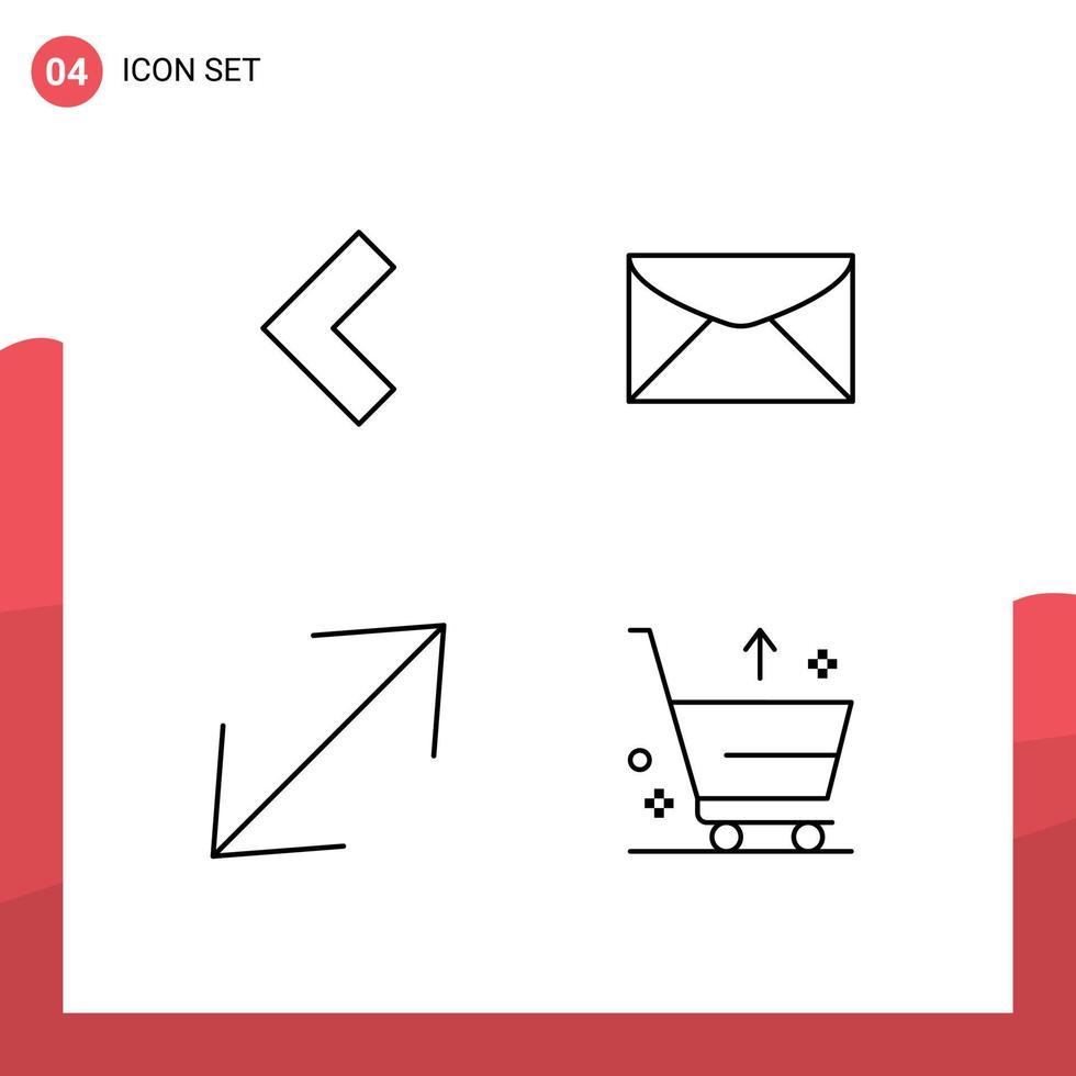symboles d'icônes universels groupe de 4 couleurs plates modernes à l'échelle de la flèche message électronique commerce éléments de conception vectoriels modifiables vecteur