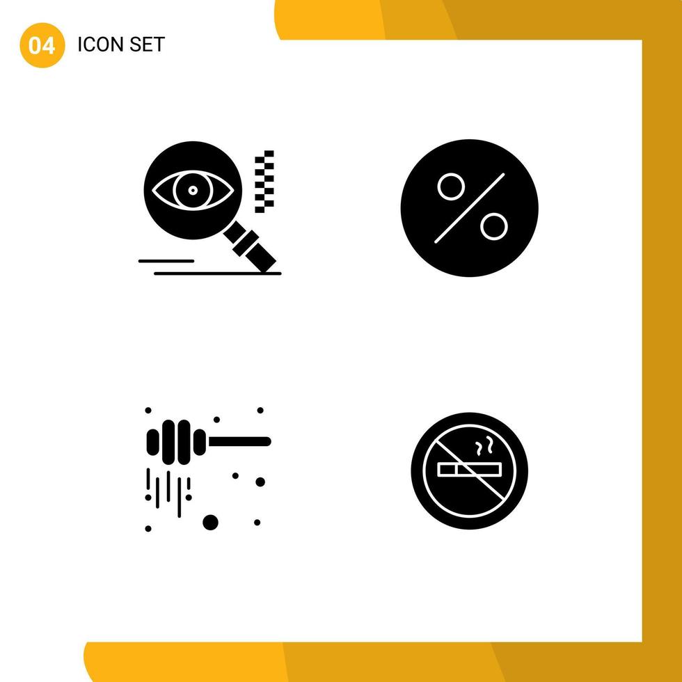 4 concept de glyphe solide pour les sites Web mobiles et les applications le nectar des yeux trouve des éléments de conception vectoriels modifiables vecteur