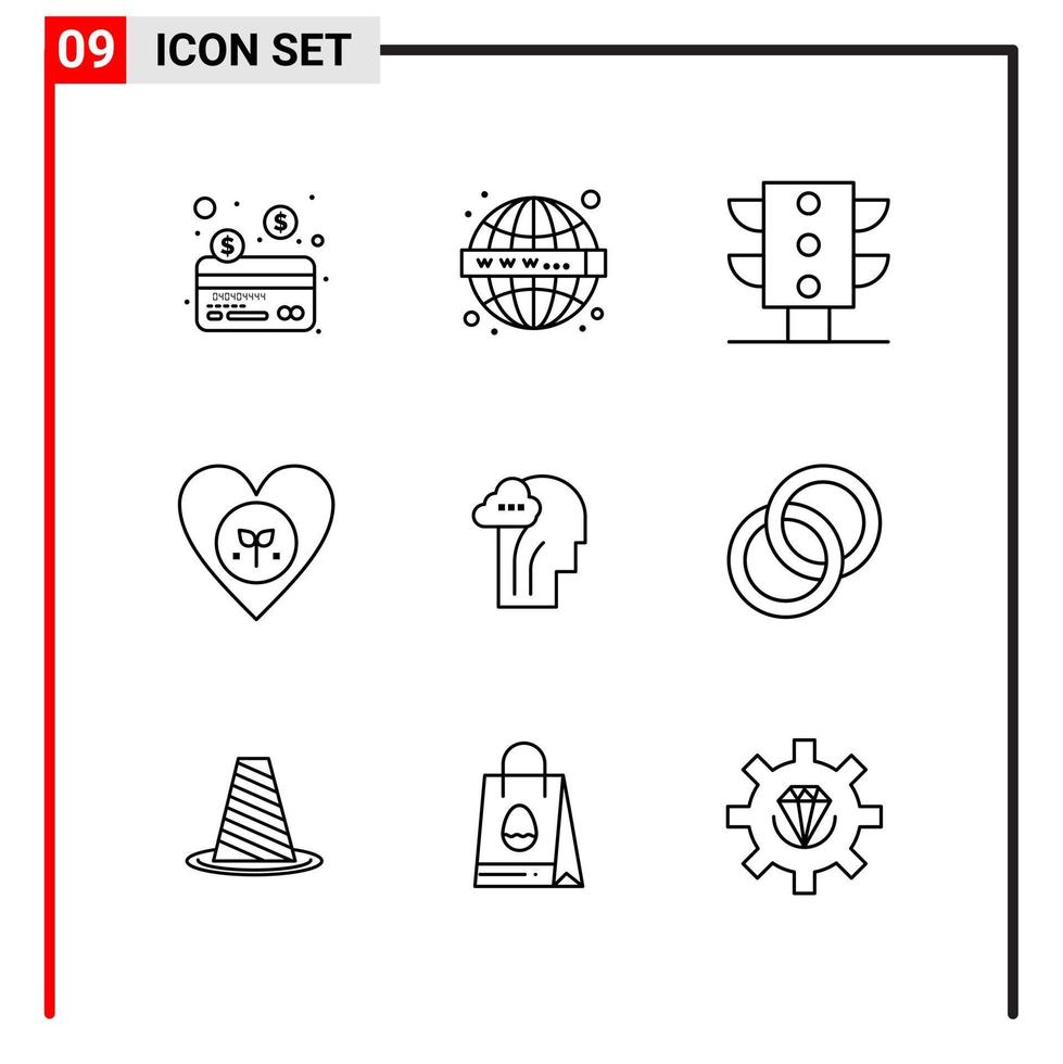9 icônes générales pour la conception de sites Web d'impression et d'applications mobiles 9 signes de symboles de contour isolés sur fond blanc 9 pack d'icônes vecteur
