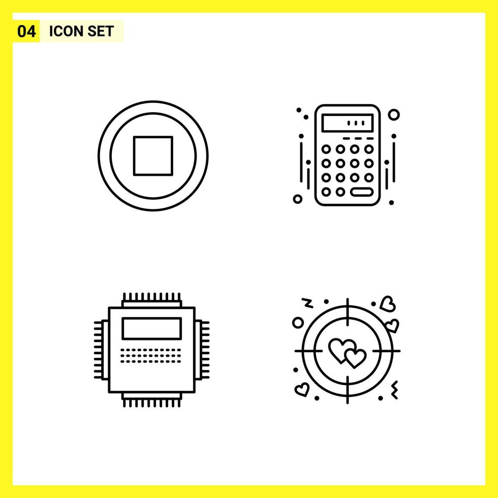 4 jeu d'icônes symboles de ligne simple signe de contour sur fond blanc pour les applications mobiles de conception de site Web et les médias imprimés vecteur