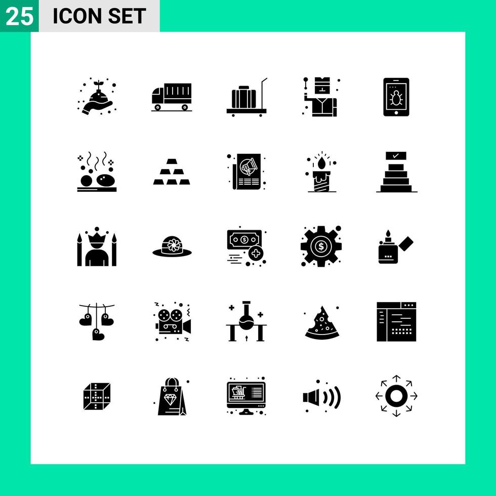 ensemble de 25 symboles d'icônes d'interface utilisateur modernes signes pour les éléments de conception vectoriels modifiables de poids de détective de camion de profession mobile vecteur