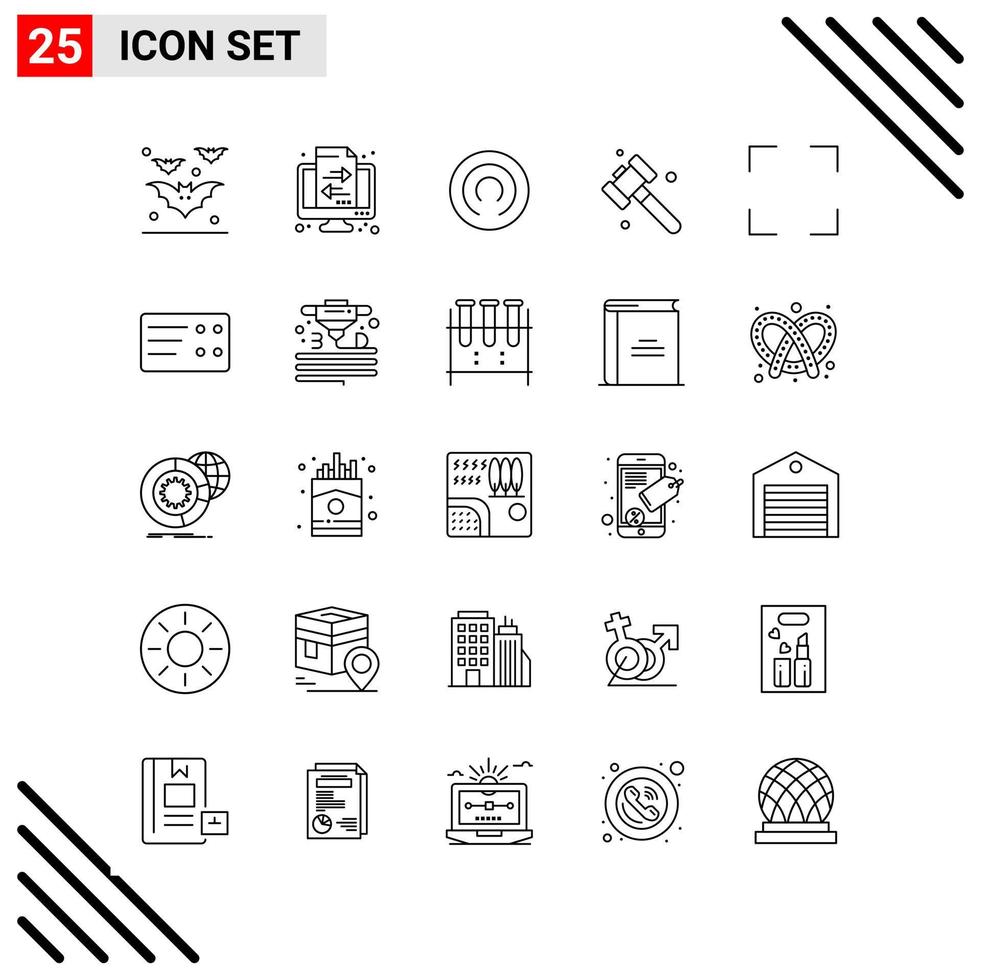 ensemble parfait de pixels de 25 icônes de ligne ensemble d'icônes de contour pour la conception de sites Web et l'interface d'applications mobiles vecteur