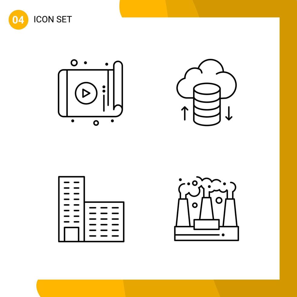 4 symboles de contour de pack d'icônes de style de ligne de jeu d'icônes isolés sur fond blanc pour la conception de sites Web réactifs vecteur