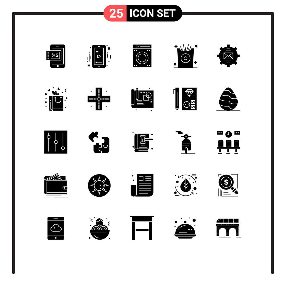 25 icônes créatives signes et symboles modernes d'aide contact machine communication enfant éléments de conception vectoriels modifiables vecteur