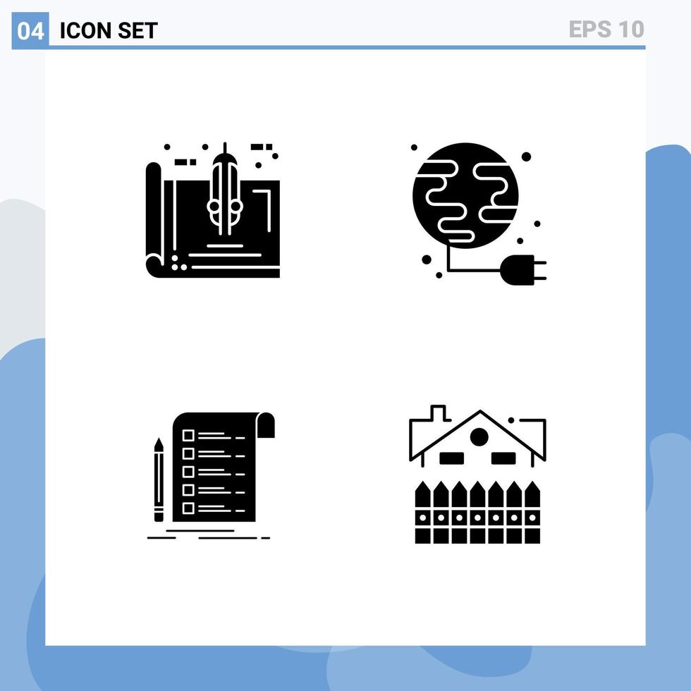 4 interface utilisateur pack de glyphes solides de signes et symboles modernes d'outils fichier home plug facture éléments de conception vectoriels modifiables vecteur