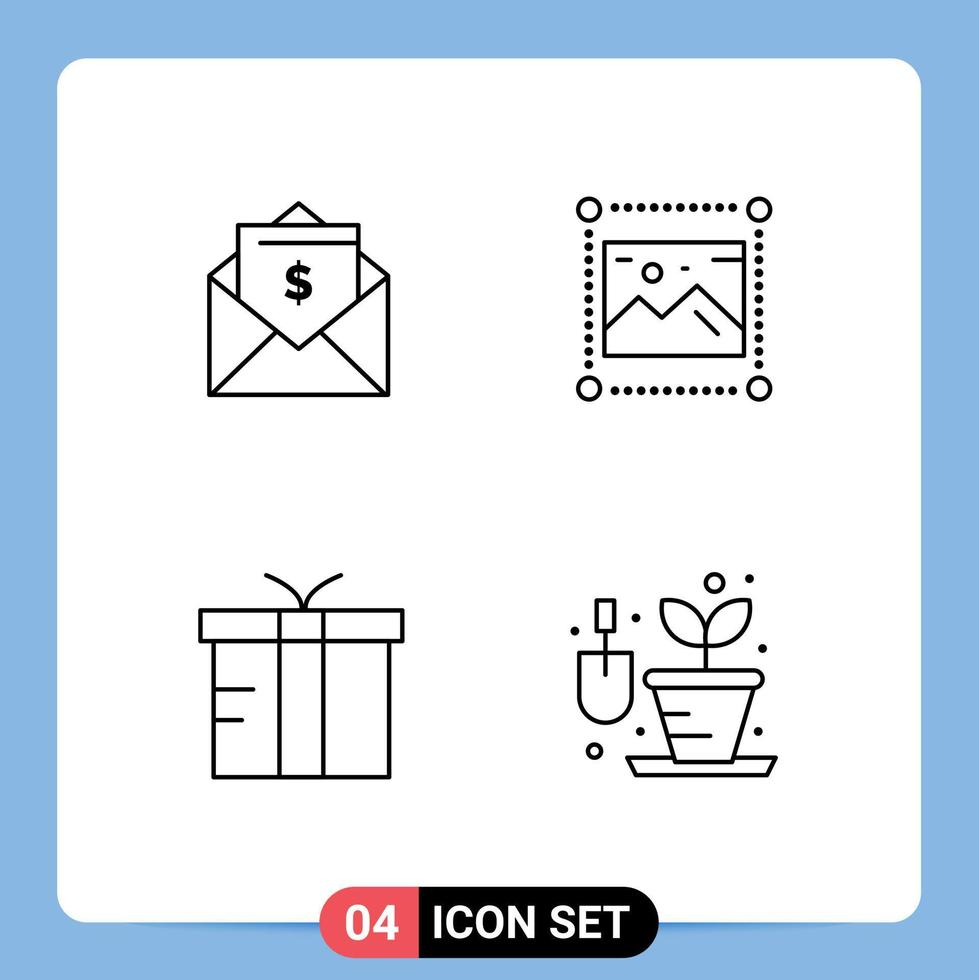 concept de 4 lignes pour les sites Web mobiles et les applications boîte aux lettres cadeau graphique éléments de conception vectoriels modifiables vecteur