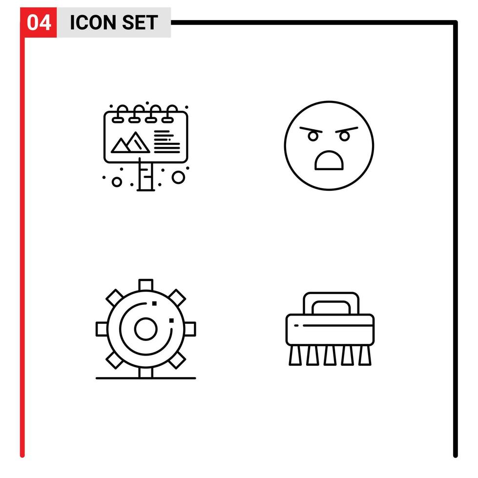 4 icônes créatives signes et symboles modernes d'optimisation des publicités emoji sentiment recherche éléments de conception vectoriels modifiables vecteur