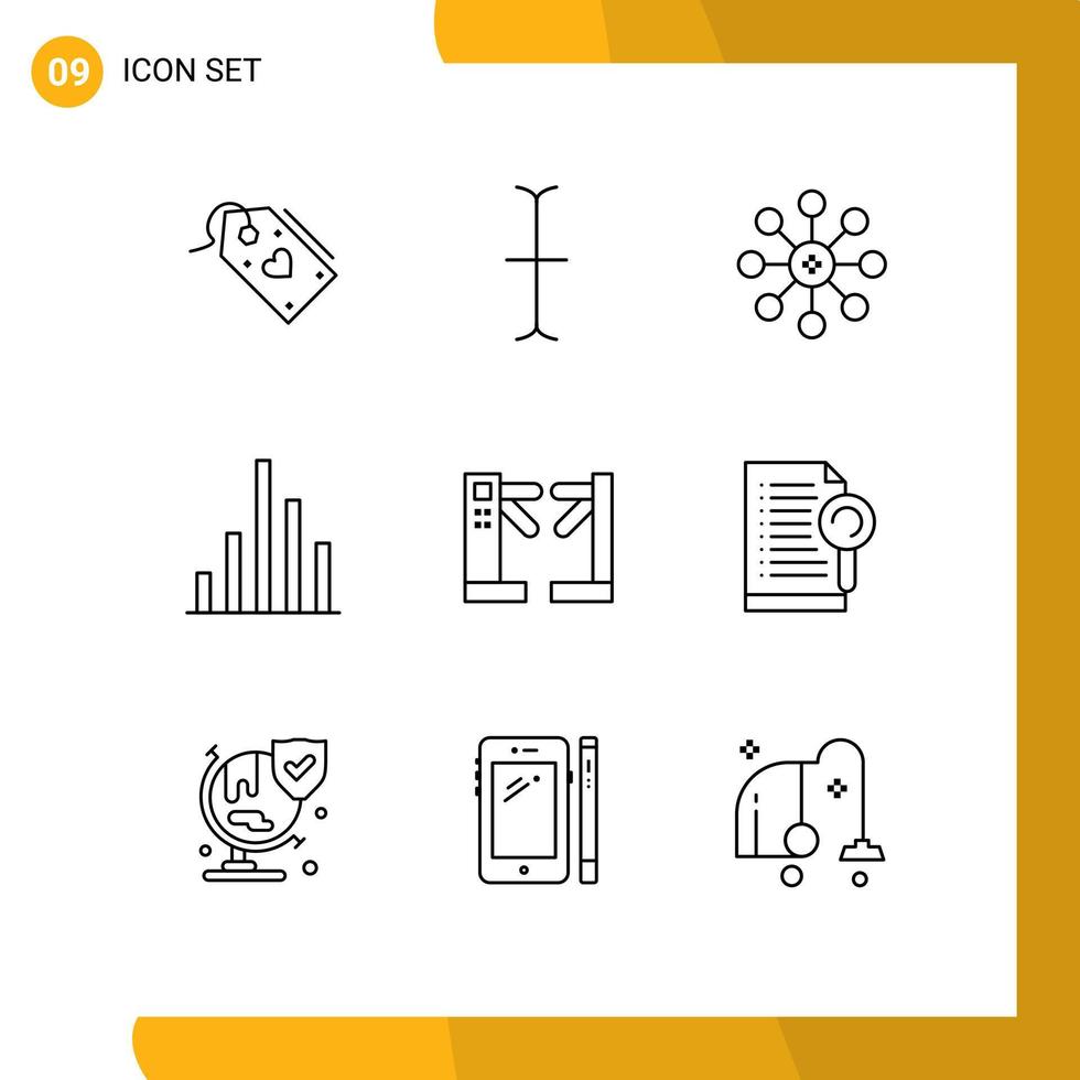 groupe de 9 contours des signes et des symboles pour les éléments de conception vectoriels modifiables du graphique d'accès à la biologie de contrôle souterrain vecteur