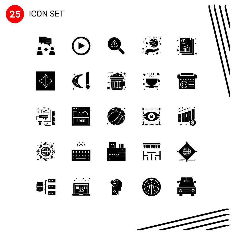 interface mobile glyphe solide ensemble de 25 pictogrammes d'analyse seo recherche main noël éléments de conception vectoriels modifiables vecteur