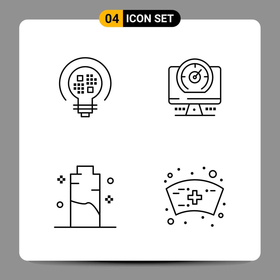 4 symboles de contour du pack d'icônes noires signes pour des conceptions réactives sur fond blanc 4 icônes définies vecteur