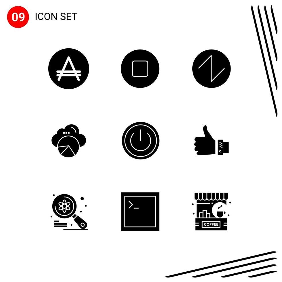 ensemble de 9 symboles d'icônes d'interface utilisateur modernes signes pour l'interface utilisateur sur vague hors nuage scince éléments de conception vectoriels modifiables vecteur