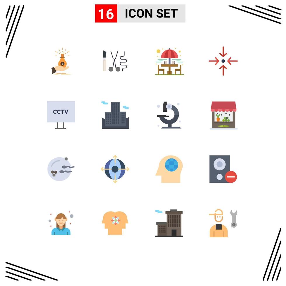 pack d'icônes vectorielles stock de 16 signes et symboles de ligne pour l'effondrement instruments de table assis chaise de jardin pack modifiable d'éléments de conception de vecteur créatif