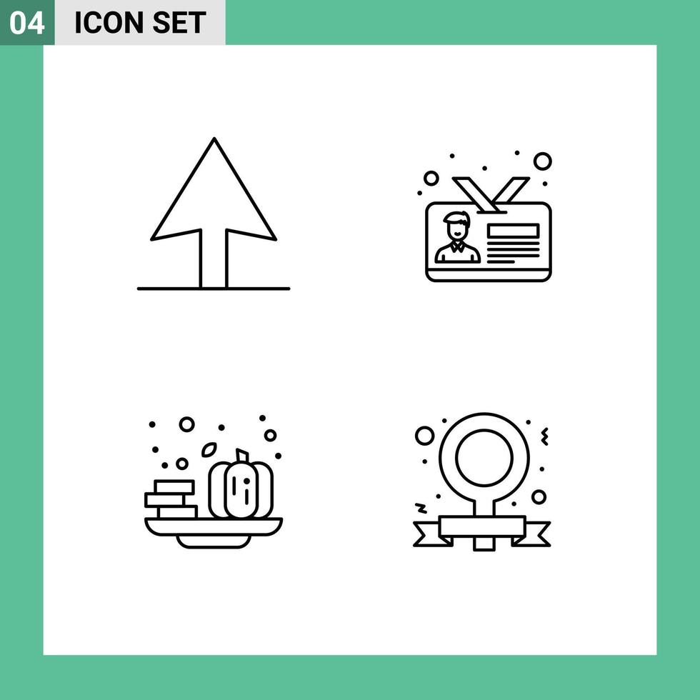 Pack de 4 lignes d'interface utilisateur de signes et symboles modernes d'éléments de conception vectoriels modifiables de campagne d'automne d'id de légumes de curseur vecteur