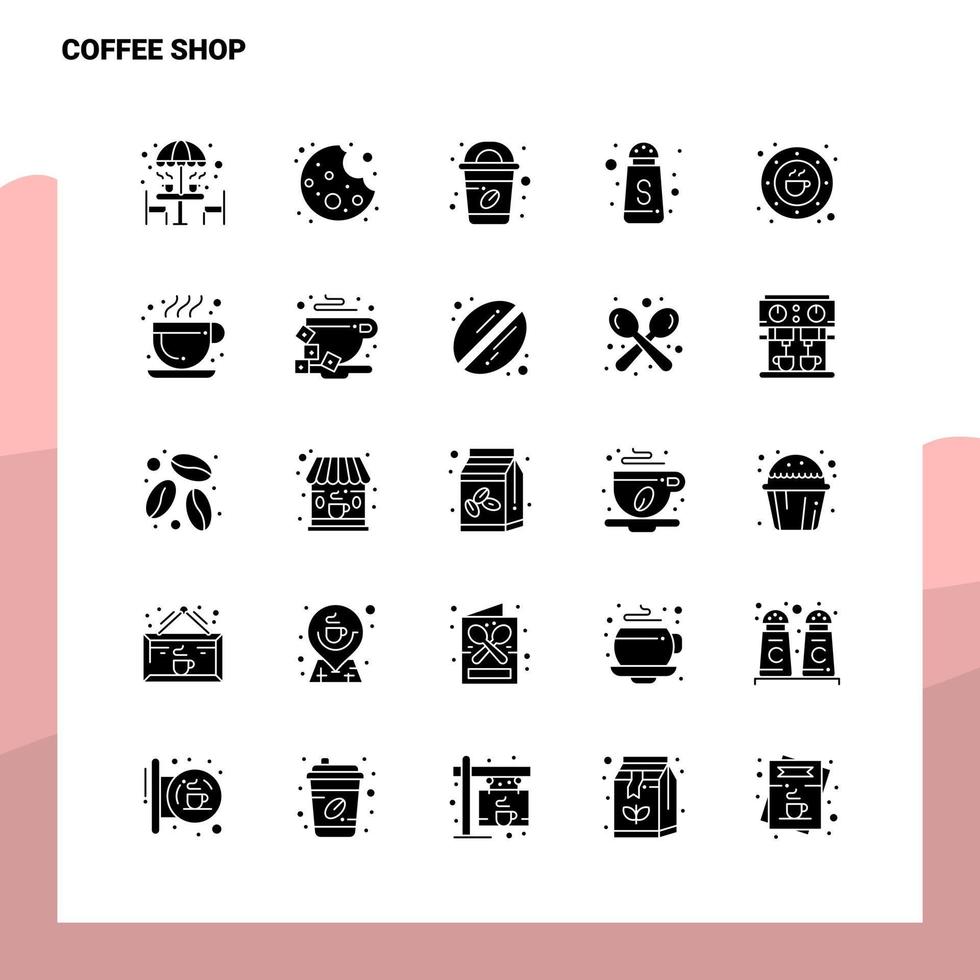 25 jeu d'icônes de café modèle d'illustration vectorielle d'icône de glyphe solide pour des idées web et mobiles pour une entreprise commerciale vecteur