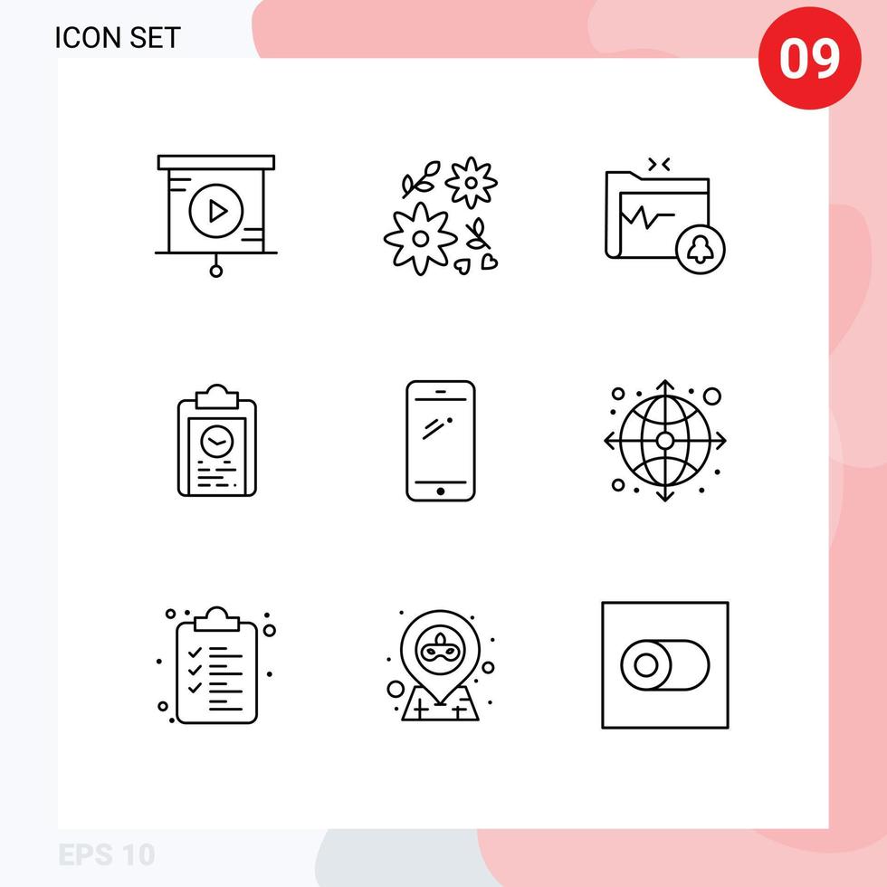 9 contours vectoriels thématiques et symboles modifiables des éléments de conception vectoriels modifiables du plan de formation gdpr pour téléphone portable vecteur