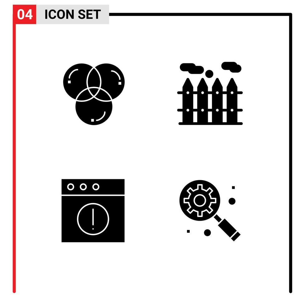 ensemble de 4 symboles d'icônes d'interface utilisateur modernes signes pour le codage mac développement équipement immobilier sous loupe éléments de conception vectoriels modifiables vecteur