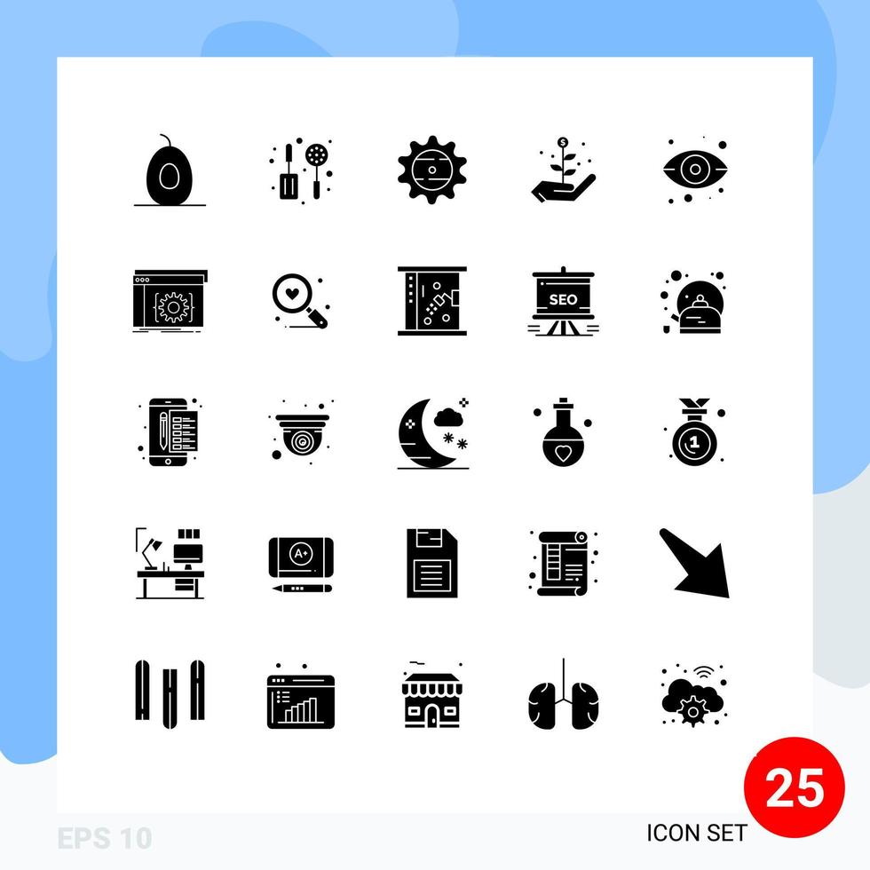 25 icônes créatives signes et symboles modernes des éléments de conception vectoriels modifiables de démarrage du serveur de boisson de stockage api vecteur