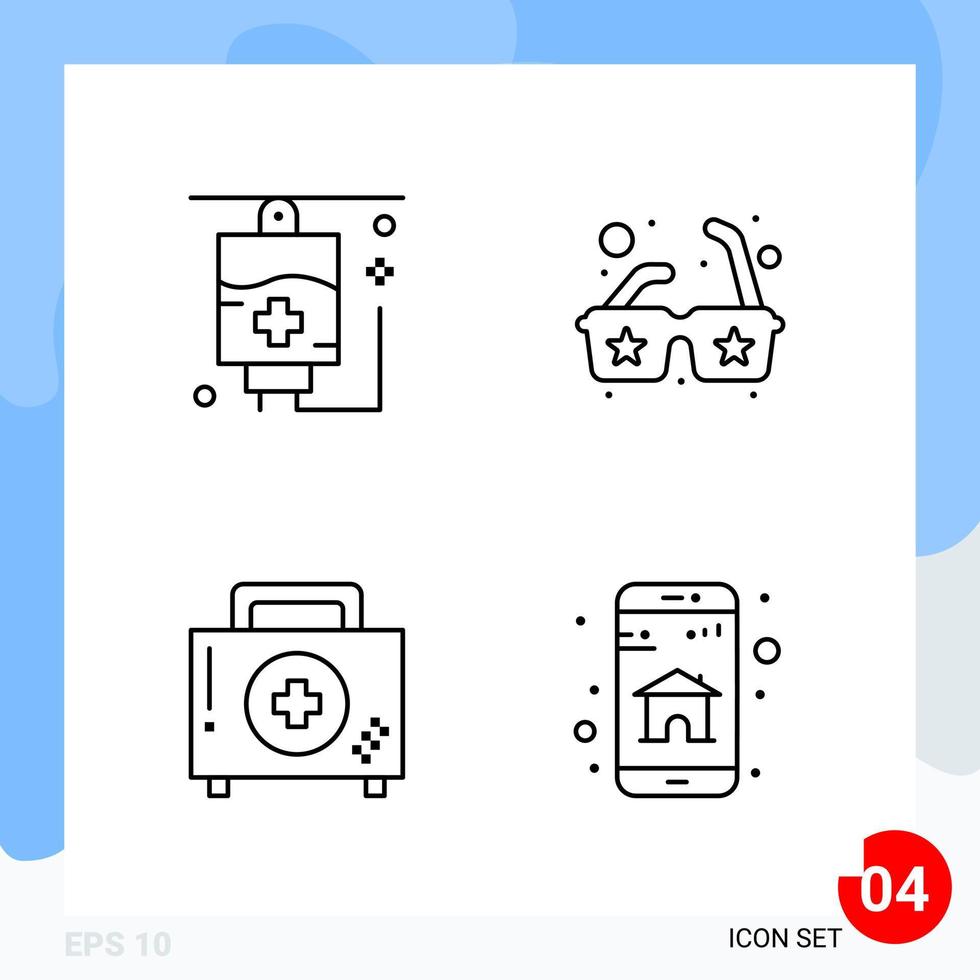 pack moderne de 4 symboles de contour de ligne d'icônes isolés sur fond blanc pour la conception de sites Web vecteur