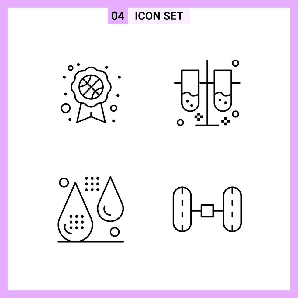 4 icônes dans les symboles de contour de style de ligne sur fond blanc signes vectoriels créatifs pour le web mobile et l'impression vecteur