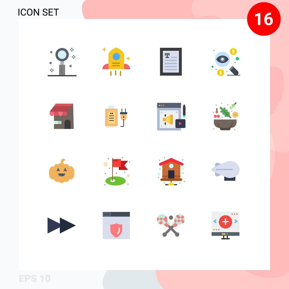 groupe de 16 couleurs plates modernes définies pour les taxes sur le commerce électronique ebook argent pièce modifiable pack d'éléments de conception de vecteur créatif
