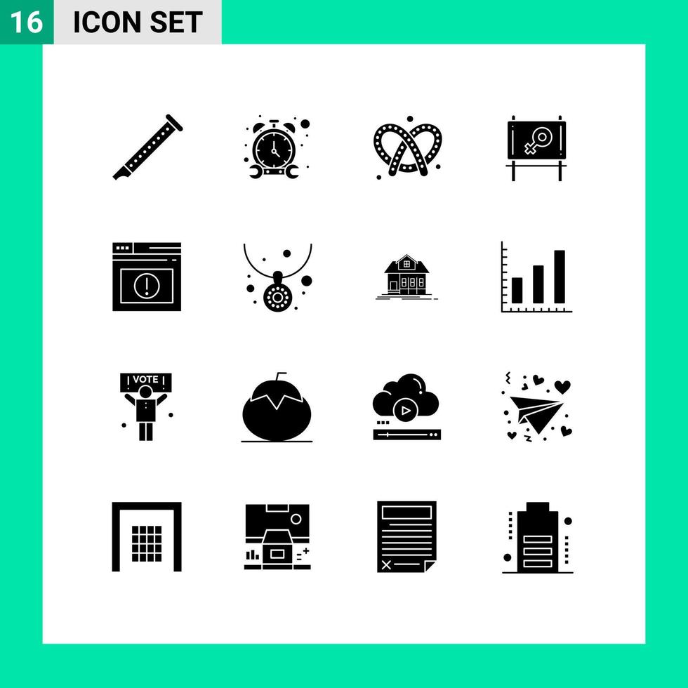 16 icônes créatives signes et symboles modernes de réparation de message d'alerte et éléments de conception vectoriels modifiables de bretzel vecteur