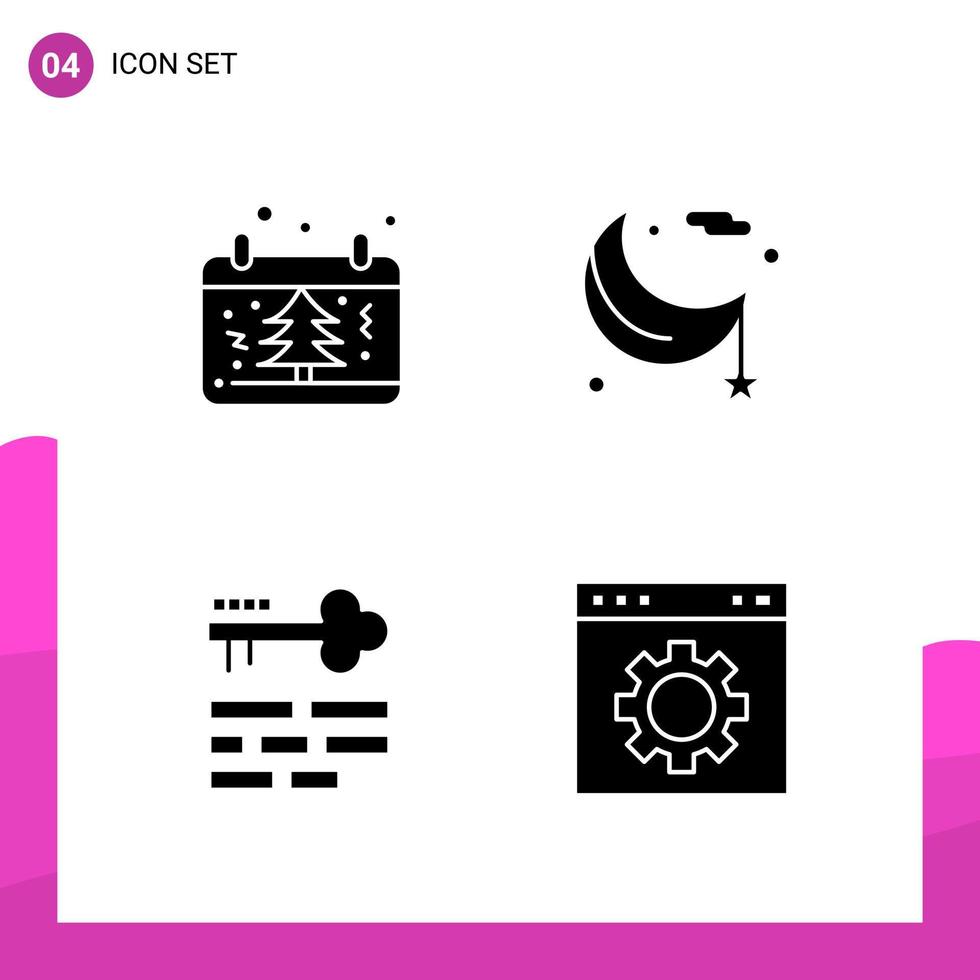 ensemble d'icônes de glyphe pack de 4 icônes solides isolées sur fond blanc pour la conception de sites Web réactifs pour l'impression et les applications mobiles vecteur