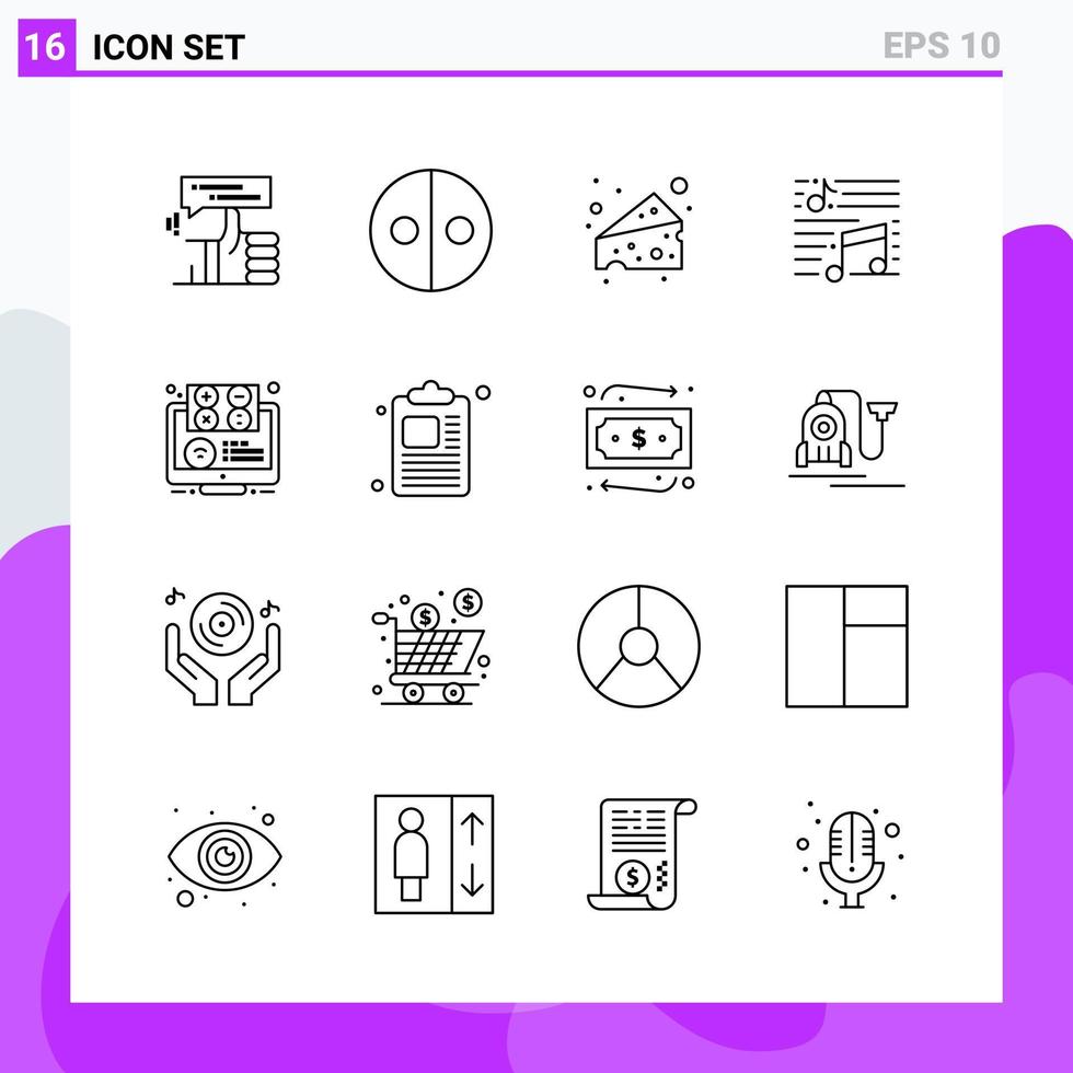 ensemble de 16 icônes dans les symboles de contour créatifs de style ligne pour la conception de sites Web et les applications mobiles signe d'icône de ligne simple isolé sur fond blanc 16 icônes vecteur