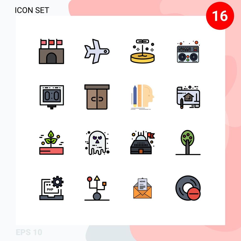 ensemble de 16 symboles d'icônes d'interface utilisateur modernes signes pour tableau de bord musique véhicule mélangeur science éléments de conception vectoriels créatifs modifiables vecteur