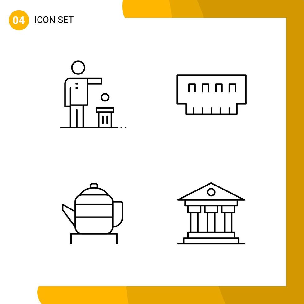 4 symboles de contour de pack d'icônes de style de ligne de jeu d'icônes isolés sur fond blanc pour la conception de sites Web réactifs vecteur