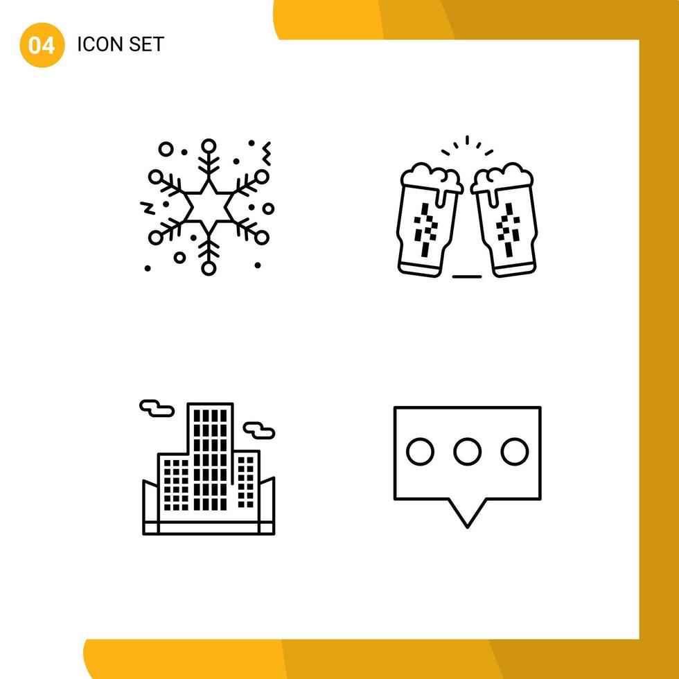 concept de 4 lignes pour les sites Web mobiles et les applications flocon d'affaires bulle de verre de bière éléments de conception vectoriels modifiables vecteur