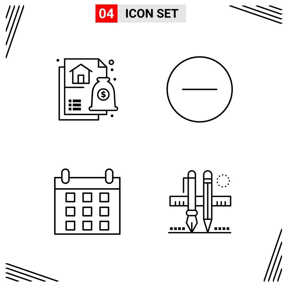 4 icônes ligne style grille basée sur des symboles de contour créatifs pour la conception de sites Web signes d'icône de ligne simple isolés sur fond blanc 4 jeu d'icônes vecteur