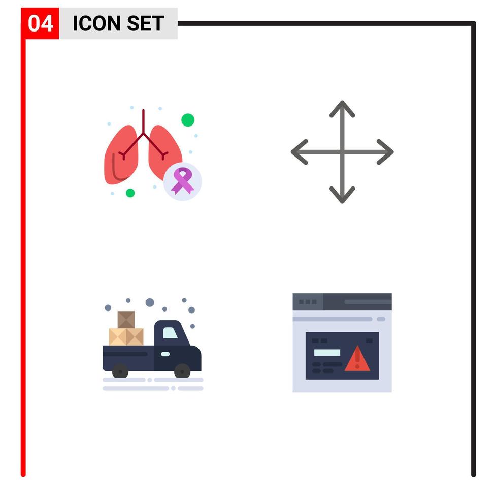 groupe de 4 icônes plates signes et symboles pour les poumons porteurs du cancer directions du cancer van éléments de conception vectoriels modifiables vecteur