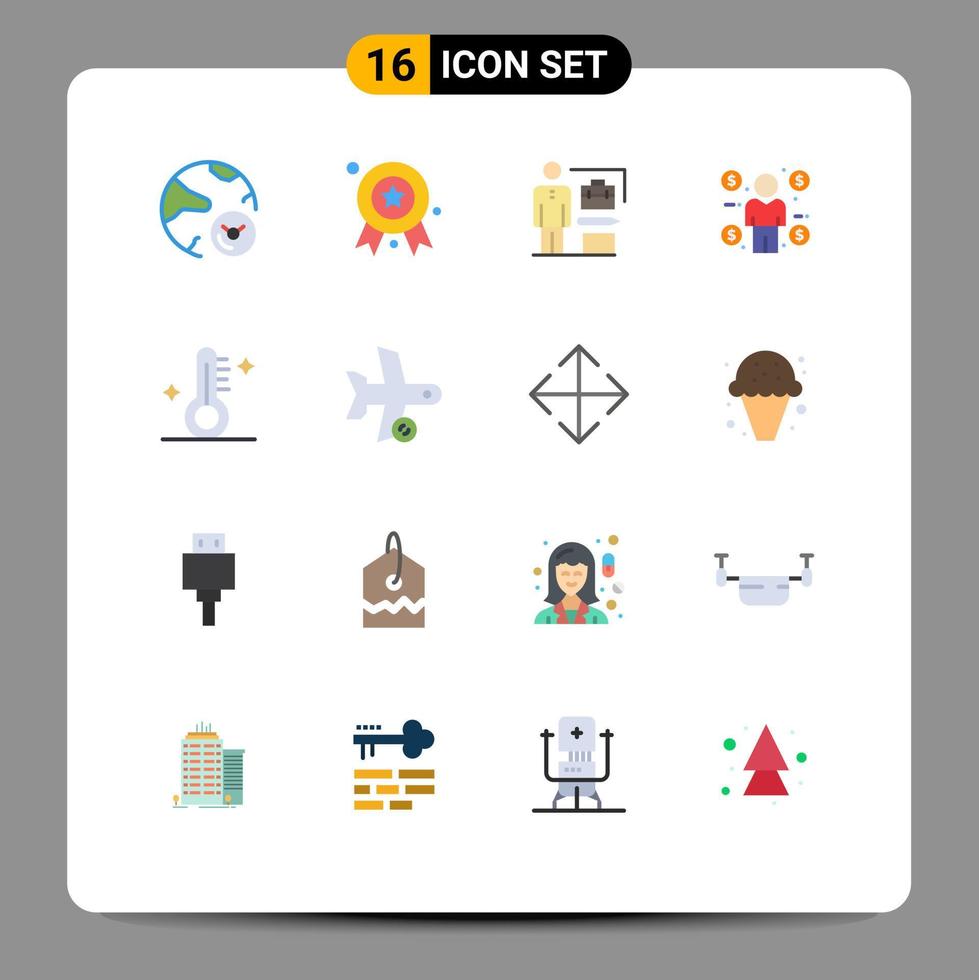 16 signes universels de couleur plate symboles de badge médical acheteur homme d'affaires pack modifiable d'éléments de conception de vecteur créatif