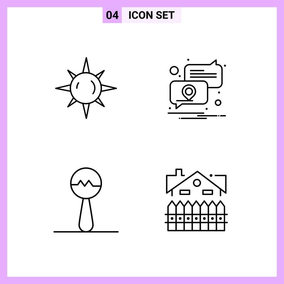 4 icônes dans les symboles de contour de style de ligne sur fond blanc signes vectoriels créatifs pour le web mobile et l'impression vecteur