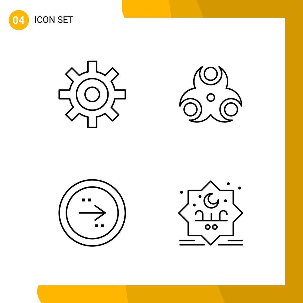 4 symboles de contour de pack d'icônes de style de ligne de jeu d'icônes isolés sur fond blanc pour la conception de sites Web réactifs vecteur